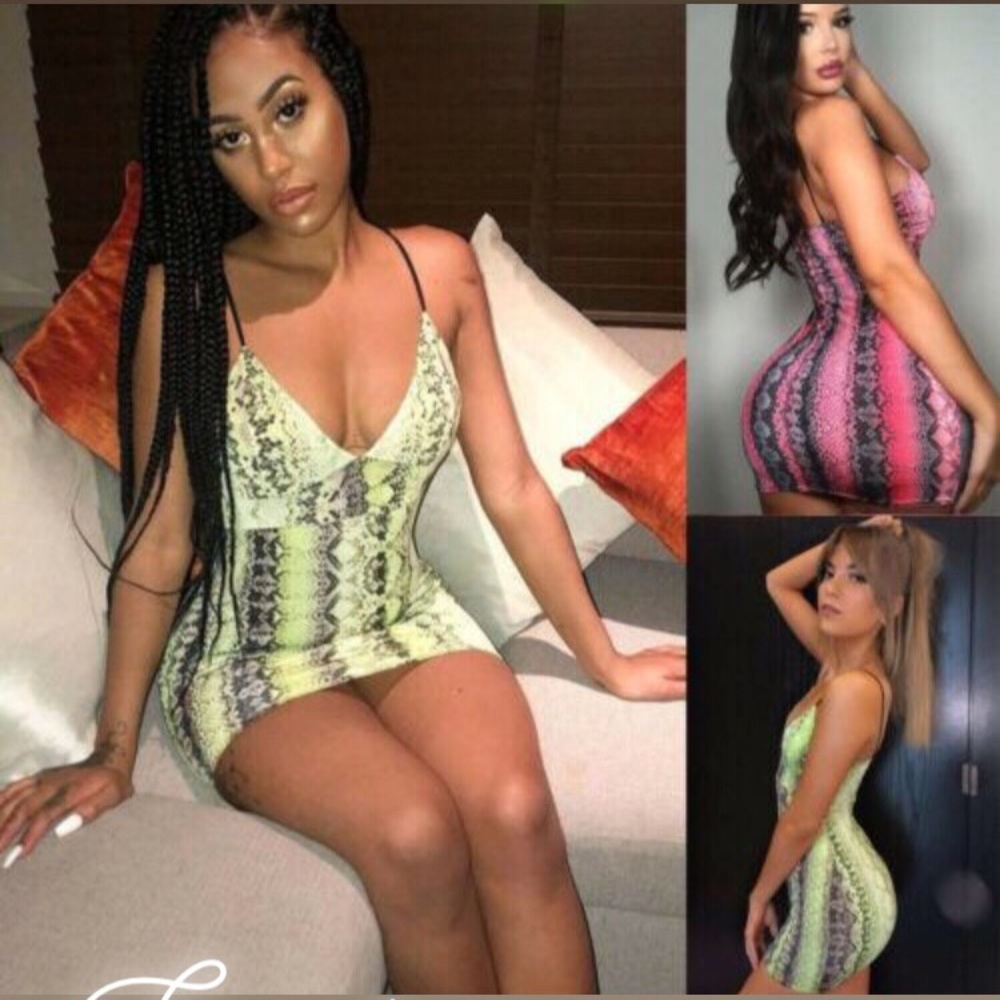 Snake skin print sexy dress